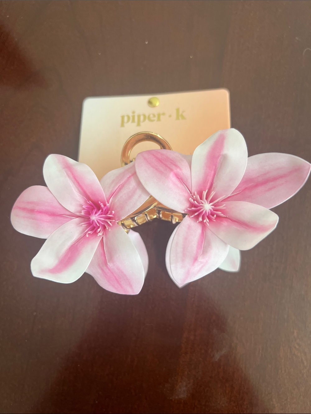🌞 Piper-k Pink & White y2k Hibiscus Floral Statement Hair clip women One Size